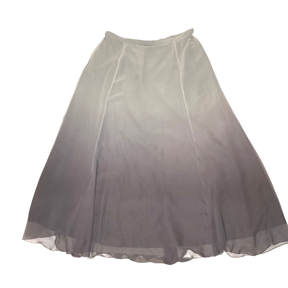 Vintage Y2K 90's Jovani Pure Silk Sheer Ombre Maxi Skirt Gray Black Goth Glam 20